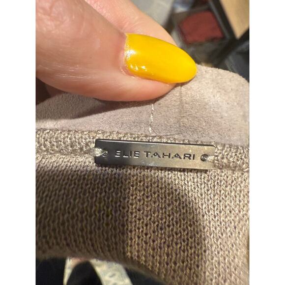 Elie Tahari Suede Draped Cardigan – Taupe – XS - Picture 4 of 6